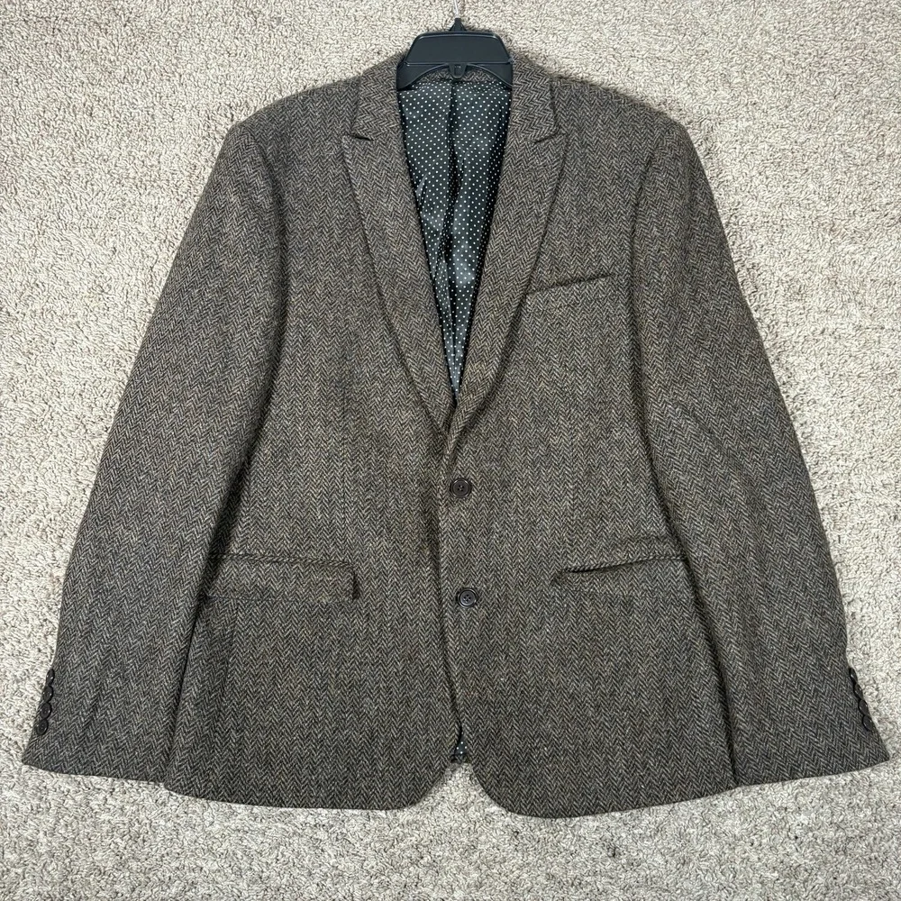 ASOS X Harris Tweed 42R 36x30 Suit Two Piece Brown Herringbone Tweed Old Money